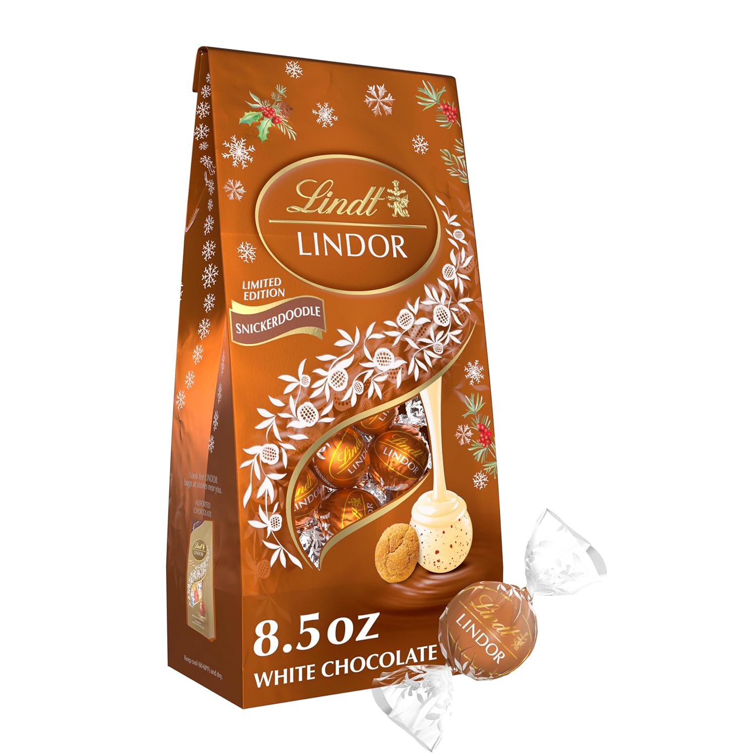 Lindt LINDOR Holiday Snickerdoodle White Chocolate Candy Truffles, 8.5 oz. Bag
