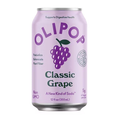 OLIPOP Prebiotic Soda Pop, Classic Grape, 12oz