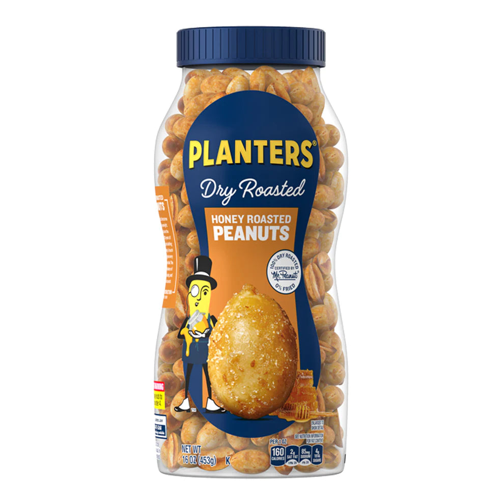 PLANTERS Honey Roasted Peanuts, Dry Roasted Peanuts, 16 oz jar