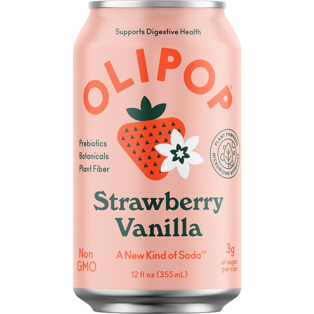 OLIPOP Prebiotic Soda Pop, Strawberry Vanilla, 12oz