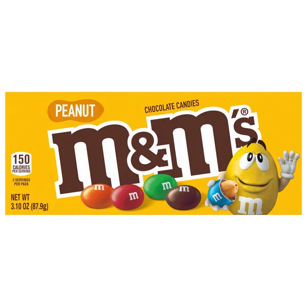 M&M'S Peanut Chocolate Candy Movie Theater Box, 3.1 Ounce