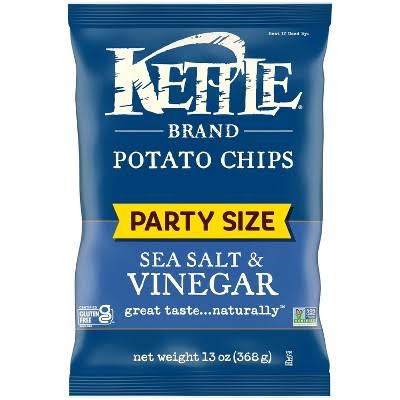 Kettle Brand Potato Chips, Sea Salt & Vinegar Kettle Chips, Party Size, 13 Oz